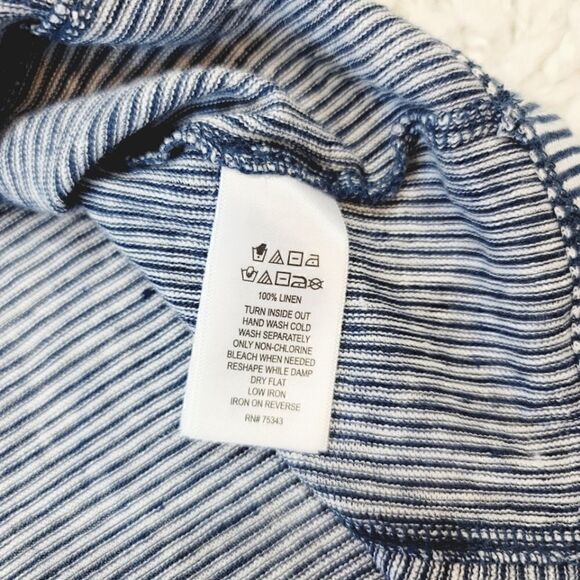 Christian Siriano 100% Linen Striped Oversized Top in Navy Blue Size XL - Picture 11 of 12